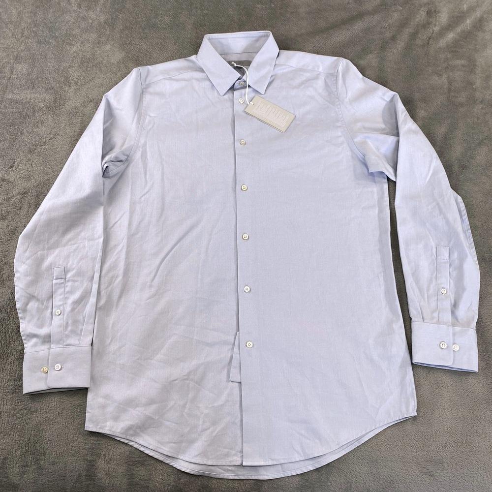 COS Button Down Shirt Mens 38(EUR) M(US)Light‎ Blue Long Sleeve Cotton Textured